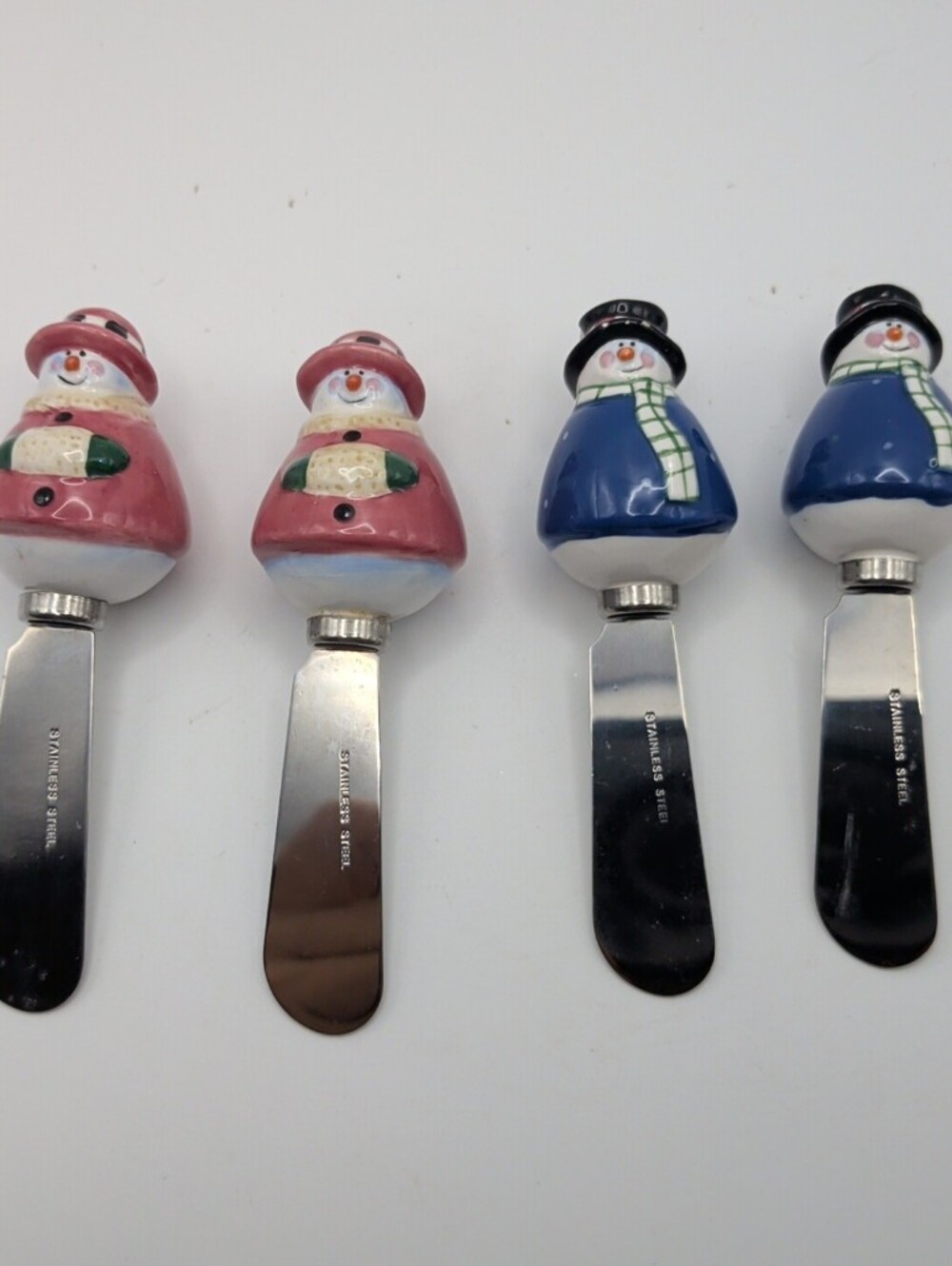 Vintage  Christmas Cheese  Butter Spreaders Set Of 4 Snowman (I)